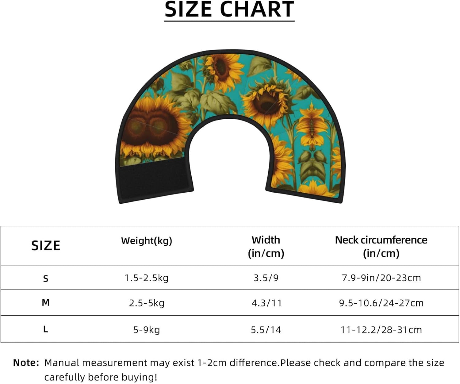 Sunflowers Print Cat Cone Collar, Adjustable Elizabethan Collar, Soft Dog Recovery Collars, for Small Large Cats