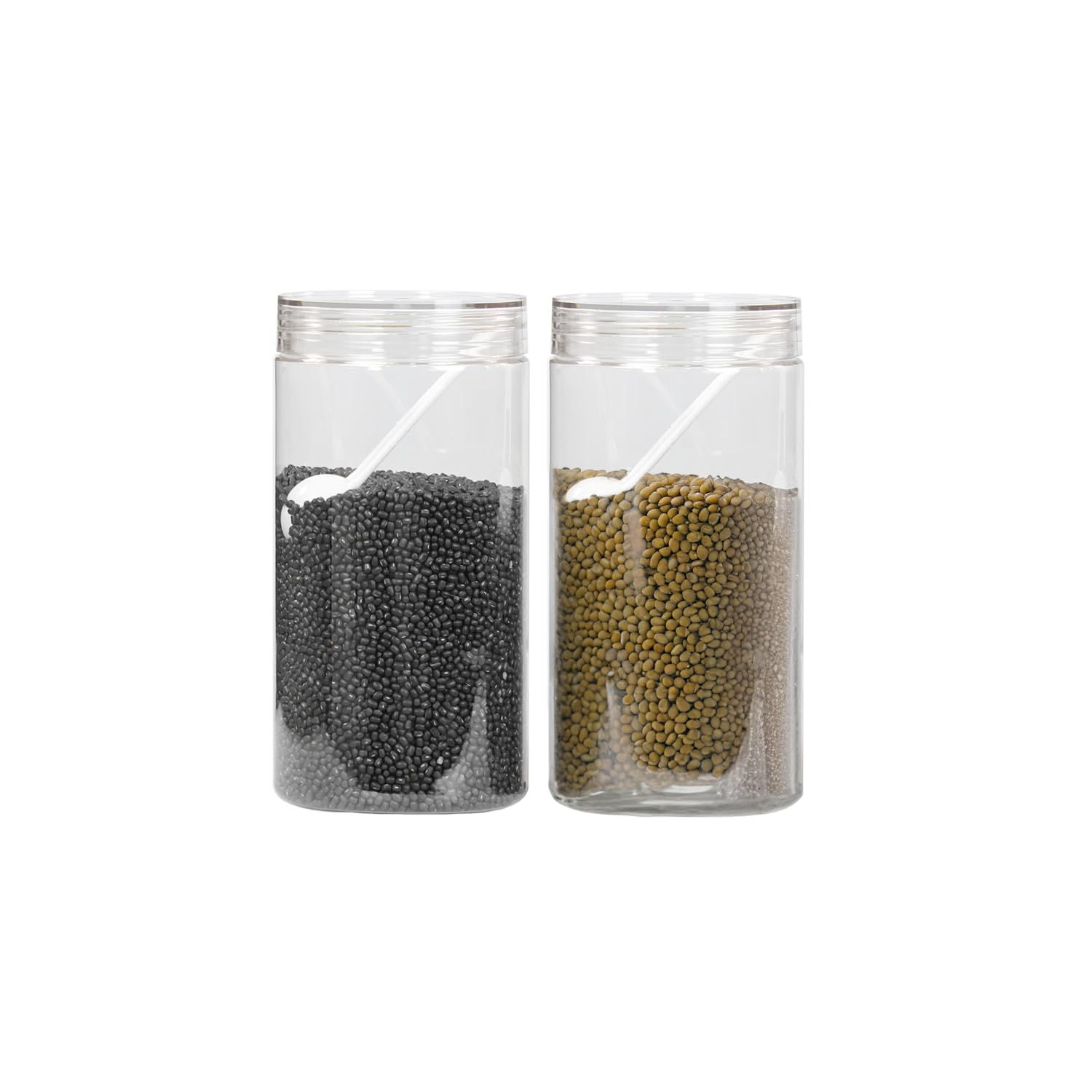 PEARLPET Tiffany Plastic Containers for Kitchen Storage | Plastic Container Set with Spoon | BPA-Free, Stackable Jars | Transparent, 1400 ML (Set of 2)-image-23