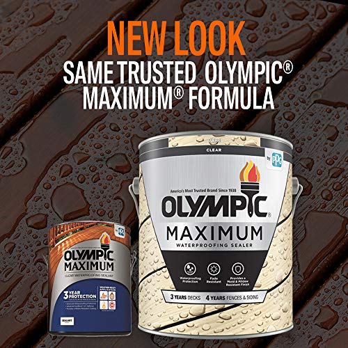 Olympic Maximum Wood Sealer For Decks, Fences, Siding, And Other Outdoor Wood Structures, Transparent, Clear, 1 Quart #TOP4