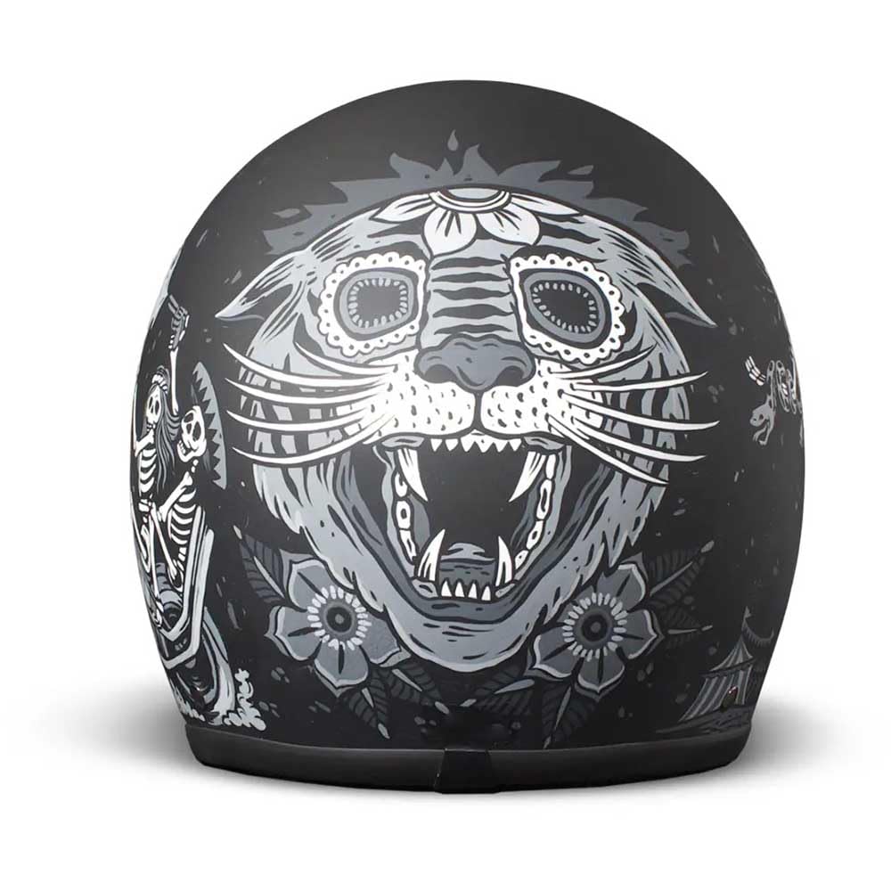 DMD Casco retro Ghost Rider Matt Black Open Face Casco Jet Casco Moto Casco ECE22.06