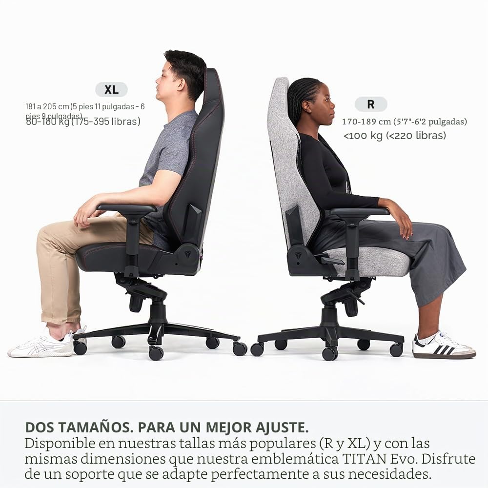 Secretlab Titan Evo Lite en BLACK3 Prime SoftWeave - Silla reclinable para computadora ergonómica y resistente con reposabrazos 4D y soporte lumbar, color negro