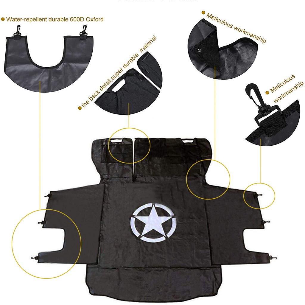 PSLER ® Maletero Cubierta de Carga Revestimiento Trasero Asientos Almacenamiento para Wrangler JK 2007-2017 y para Wrangler JL 2018-2023