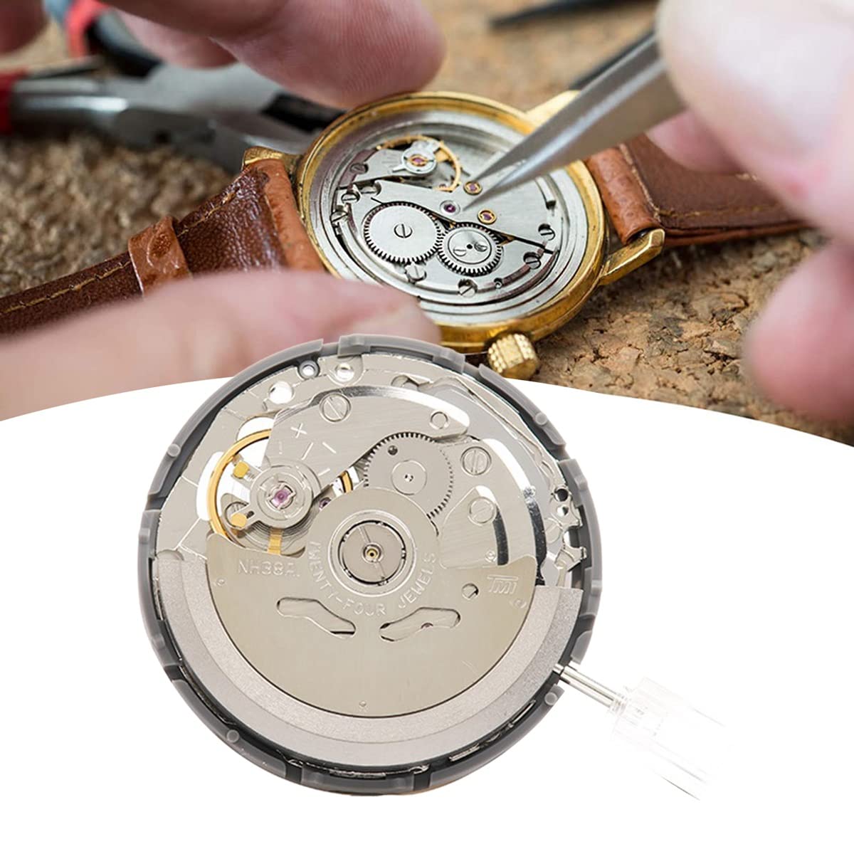 Movimiento NH38/NH38A Accesorios para Relojes Movimiento Automático De Cadena Movimiento Mecánico Automático De Precisión, plateado