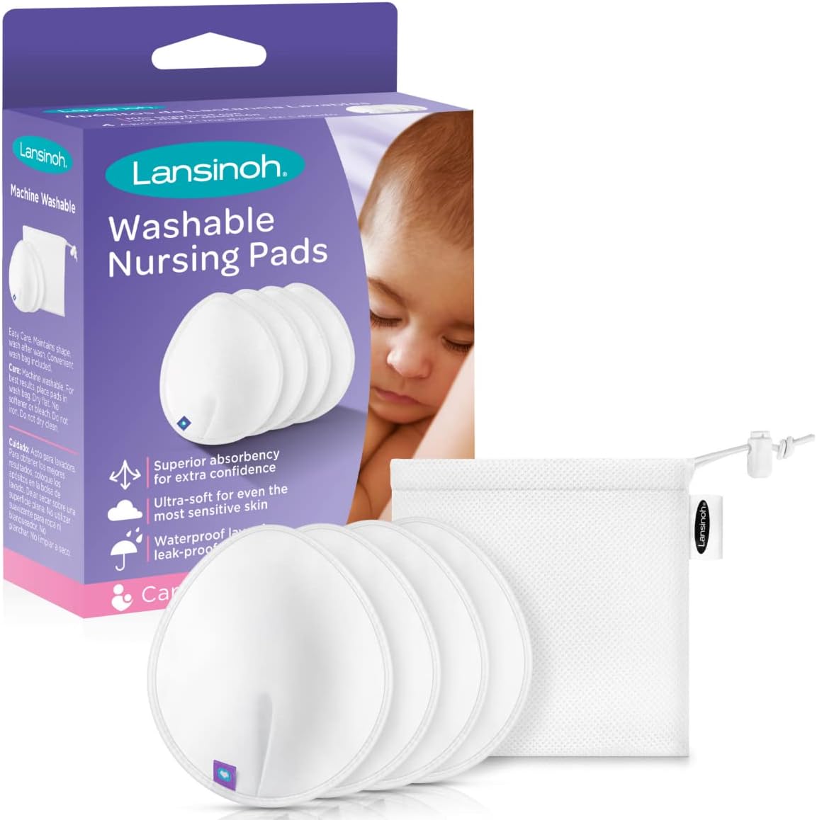 Lansinoh Reusable Nursing Pads for Breastfeeding Mothers, 4 Pads BigaMart