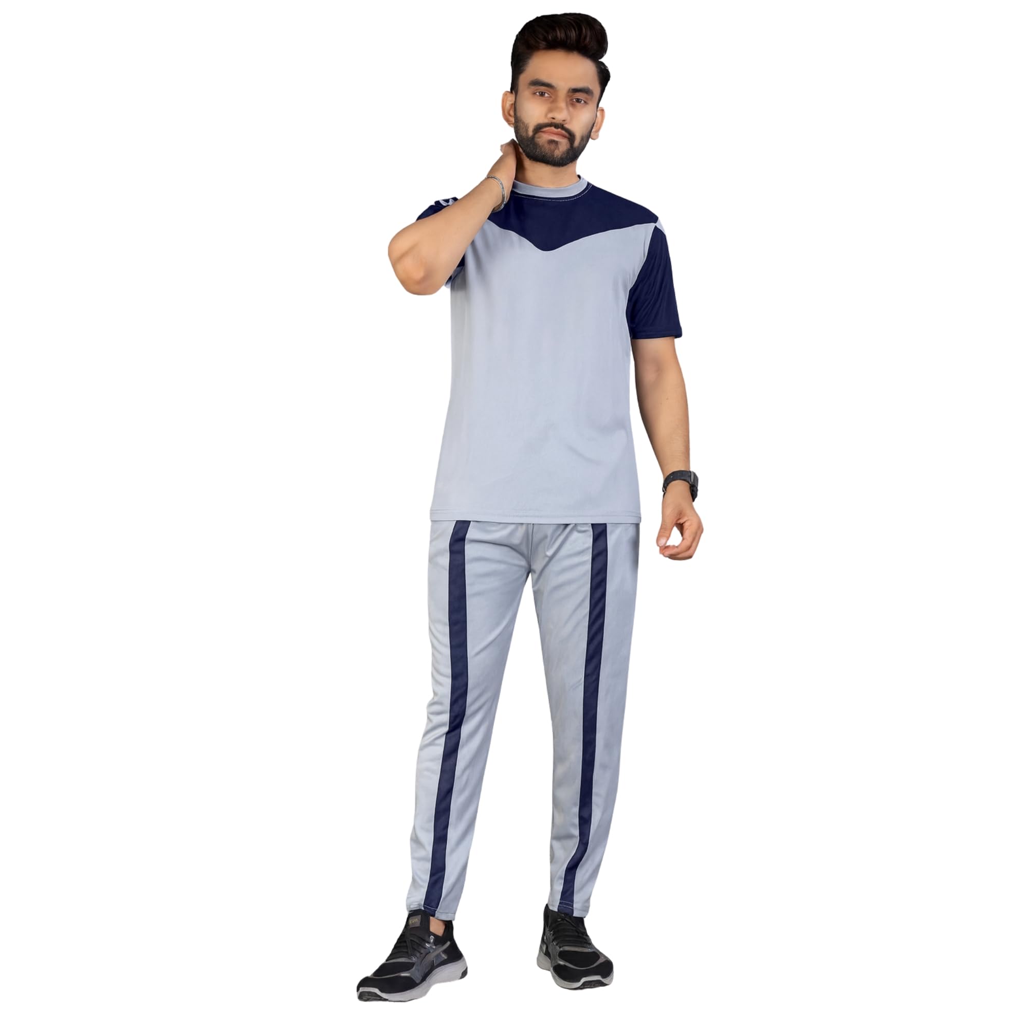 Men's Track Set For Casual And Sports Activity | Cotton Fabric| Half Sleeve Round Neck Top & Track Pants |Soft Texture | Regular Fit | LAXMI -01- SURYA-image-49