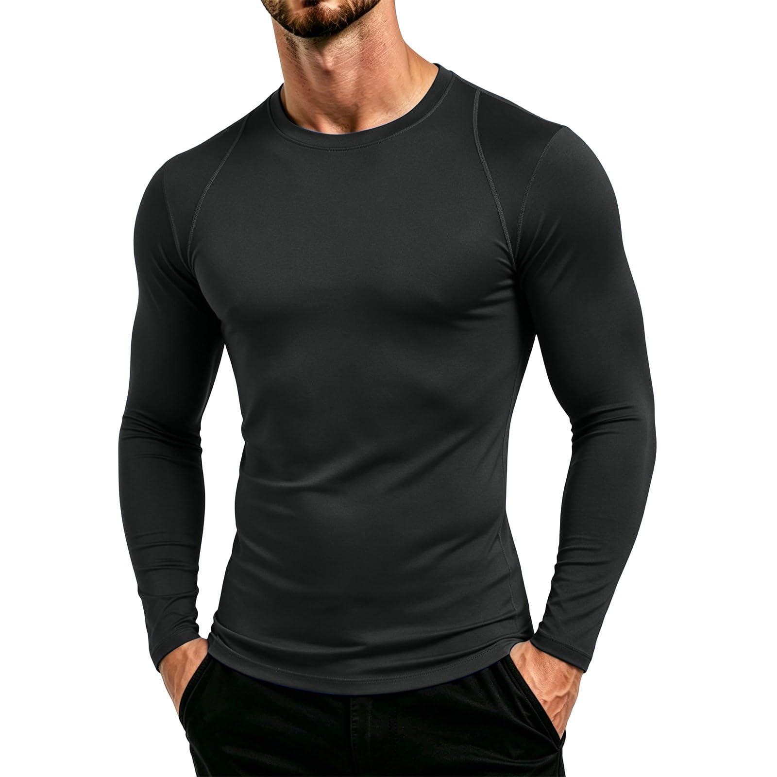Tshirt classique manche longue habit confortable basique vêtement homme - 8