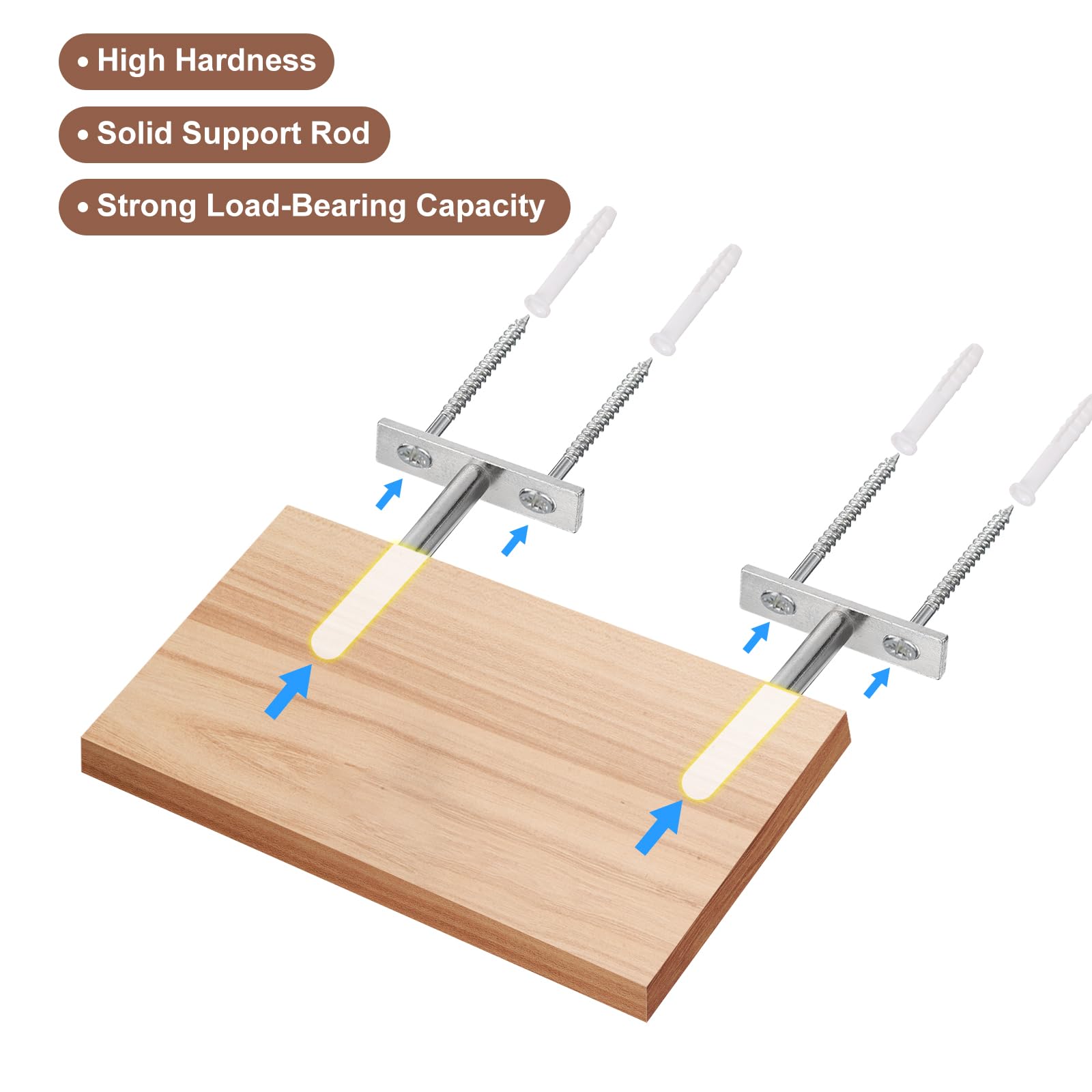 uxcell 8 soportes flotantes para estantes de 6 pulgadas, soporte oculto para estantes flotantes de madera, color plateado