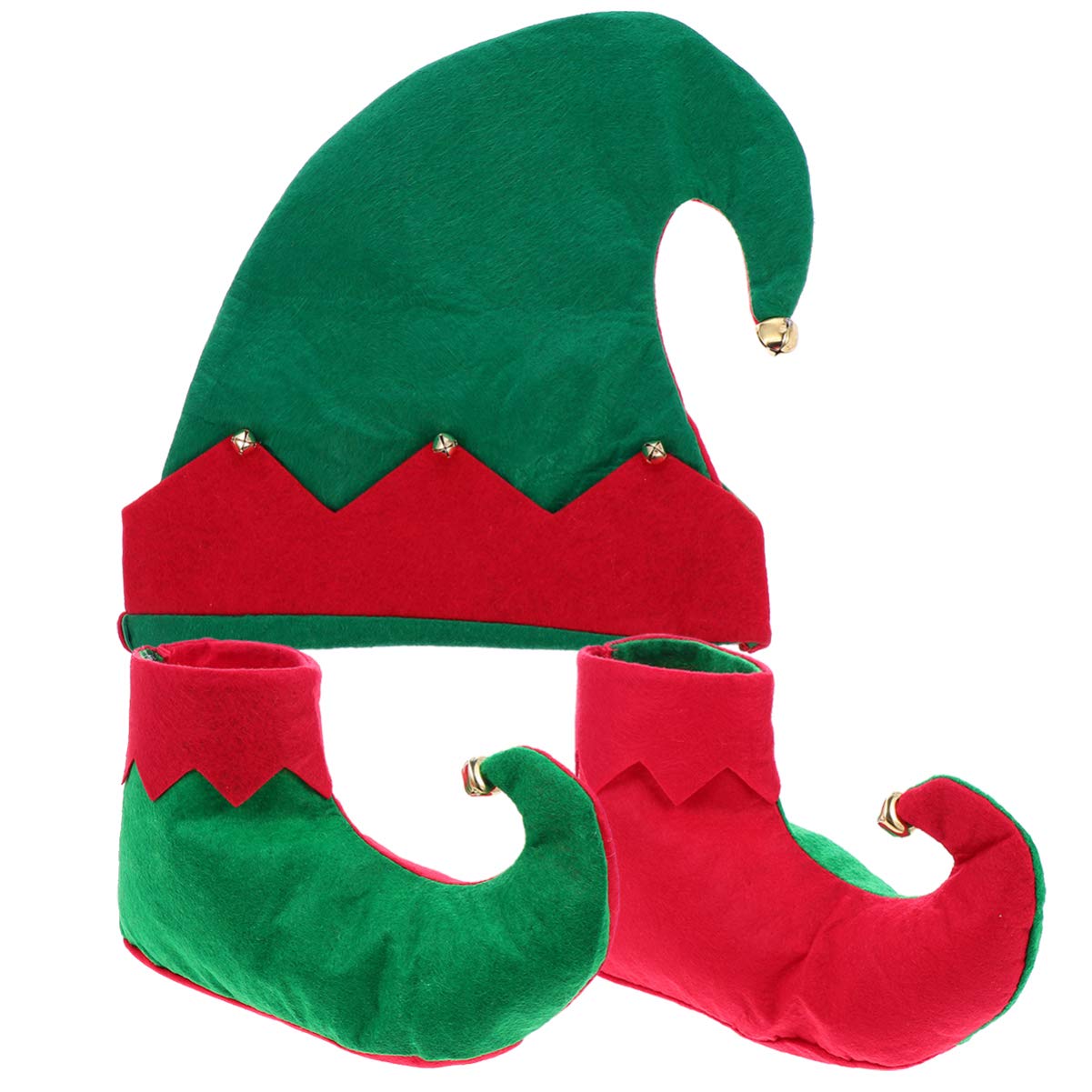 TOYANDONA Kids Elf Costume Set Elf Shoes Hat Set Santa Elf Costume Set Christmas Costume Accessories for Kids Children Toddler 5-8 Years Old