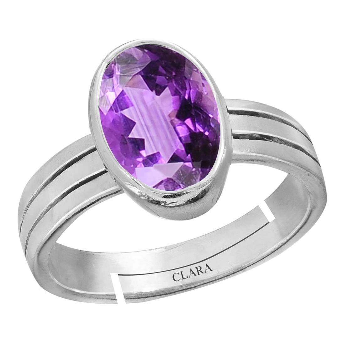 clara Amethyst 3cts or 3.25ratti 92.5 Sterling Silver Adjustable Ring for Men-picture-12