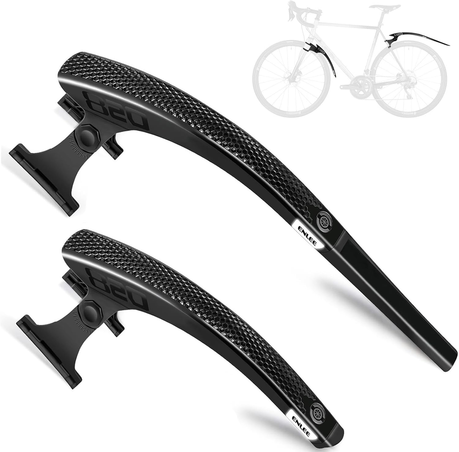 ENLEE Juego de 2 Guardabarros Reflectivos para Bicicleta 23-35mm