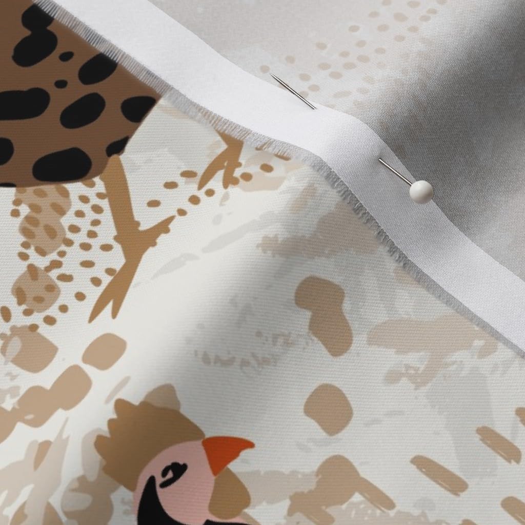 Spoonflower Fabric - Farmhouse Hens Barnyard Earth Tones Neutral Chickens Shabby Chic Printed on Organic Cotton Sateen Fabric by The Yard - Sewing Quilting Apparel Home Decor
