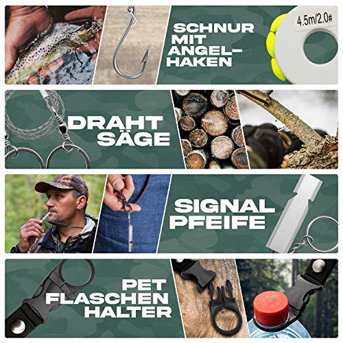 Jungle Monkey I Survival Kit I 13 teiligiges Premium Set I Messer I Taschenlampe I Outdoor Set I Ausrüstung für Wandern… - Image 8