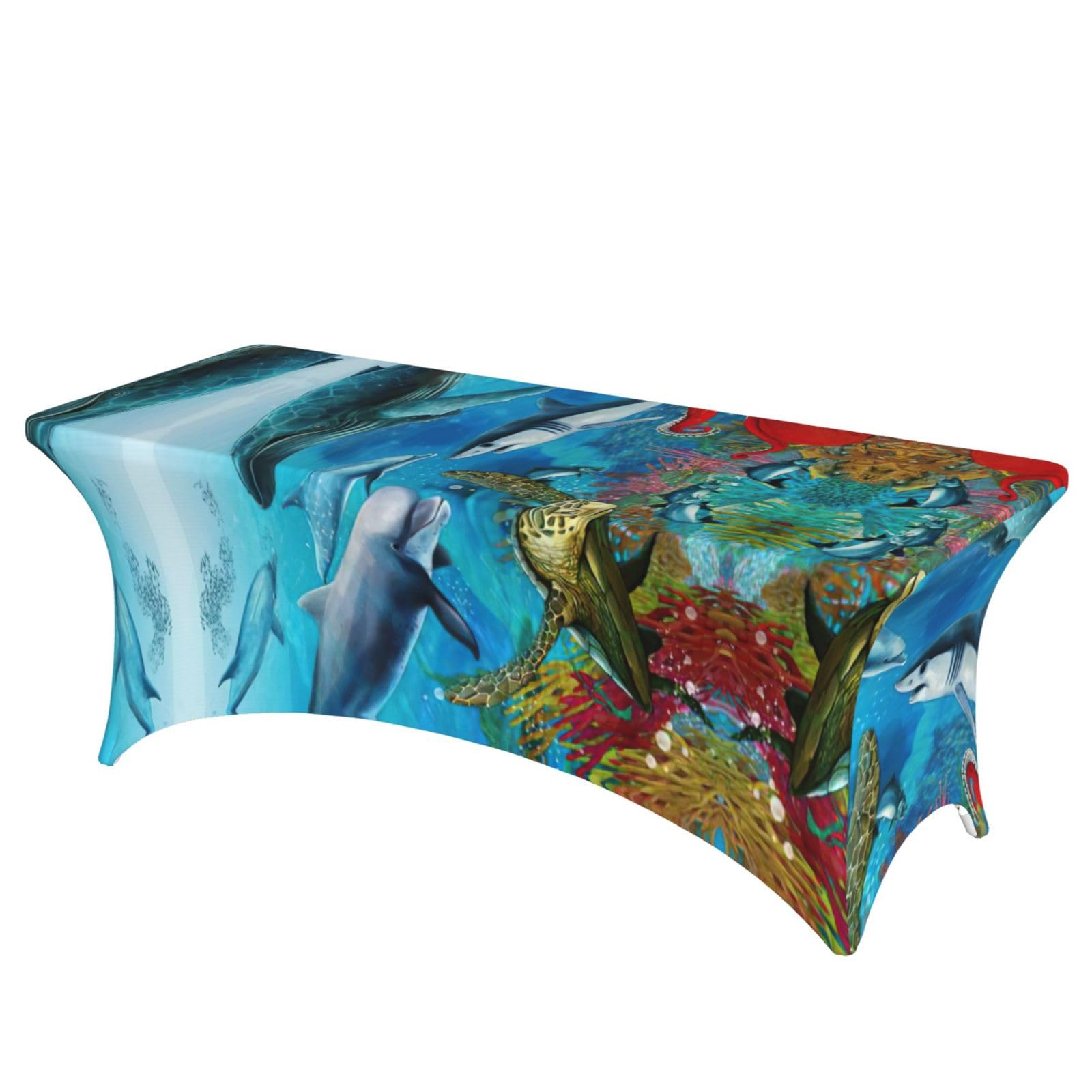 Nappe extensible 1,8m en élasthanne anti-plis imprimé tortue et requin EdWal