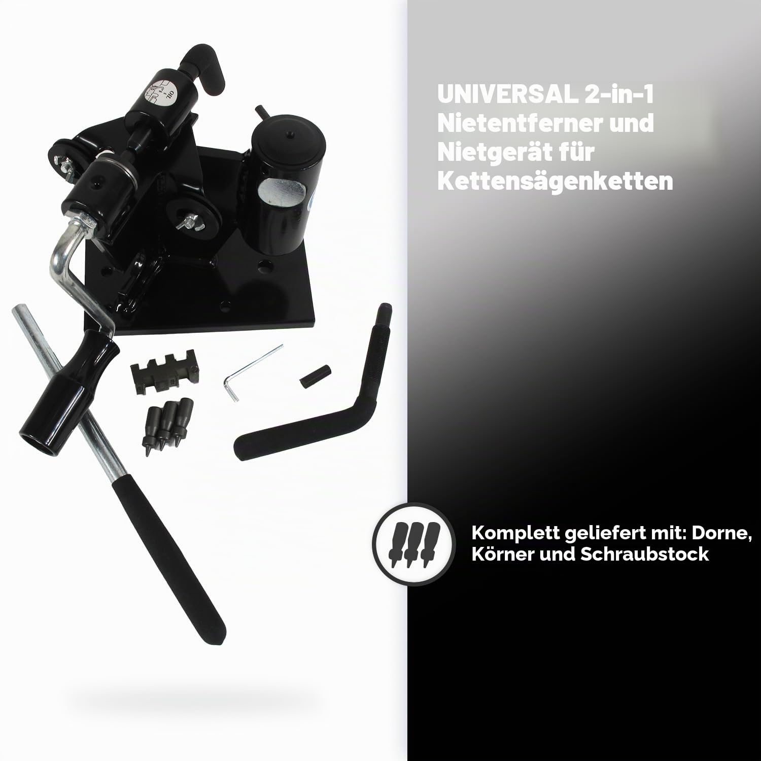 UNIVERSAL - Kettenentnietgerät - Handlicher, stabiler Ausführung - Komplett, sofort einsatzbereit - Inkl. Ersatzdorn und Amboss