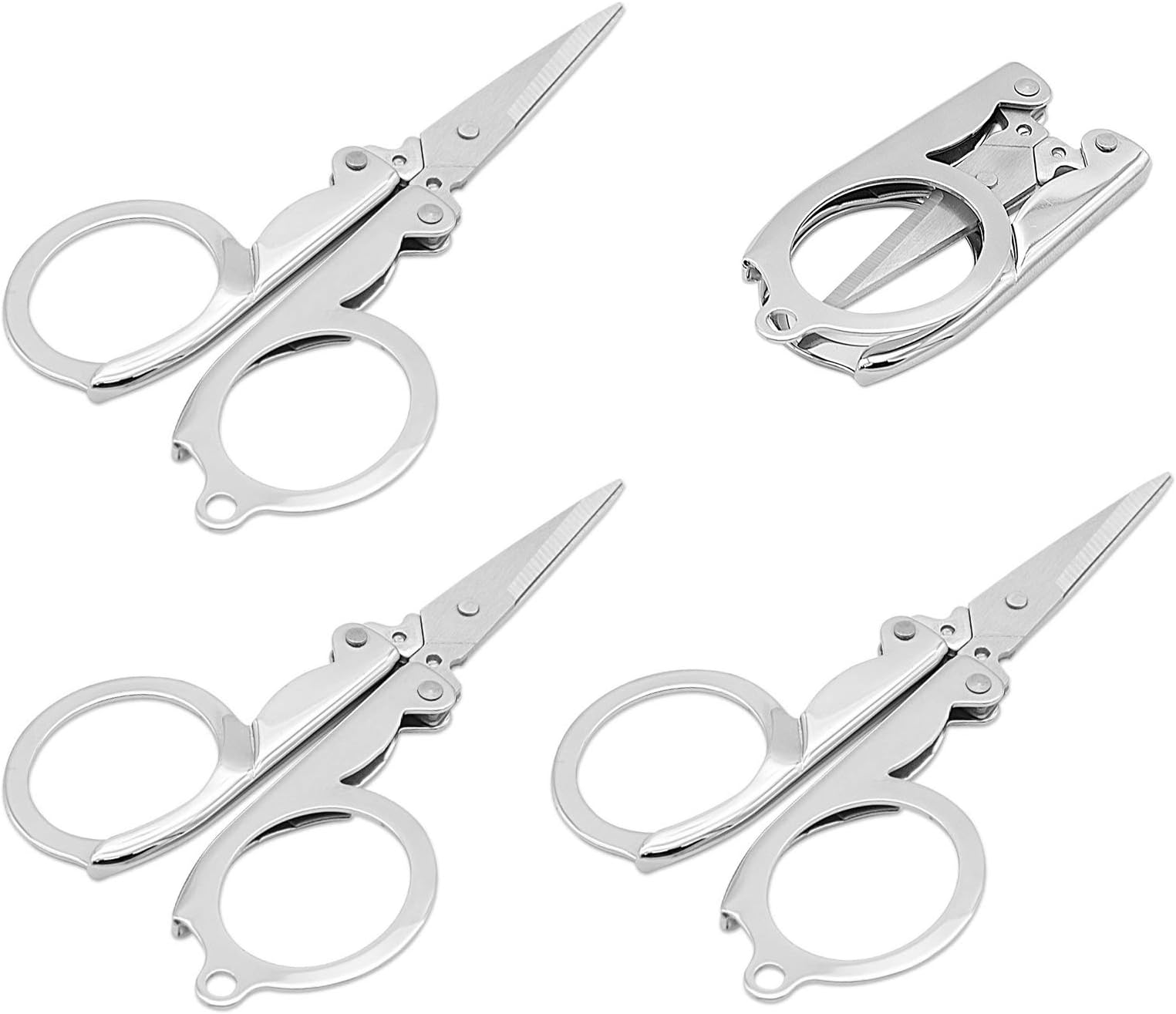 Amazon.com: BEADNOVA Folding Scissors with Keychain Stainless Steel ...