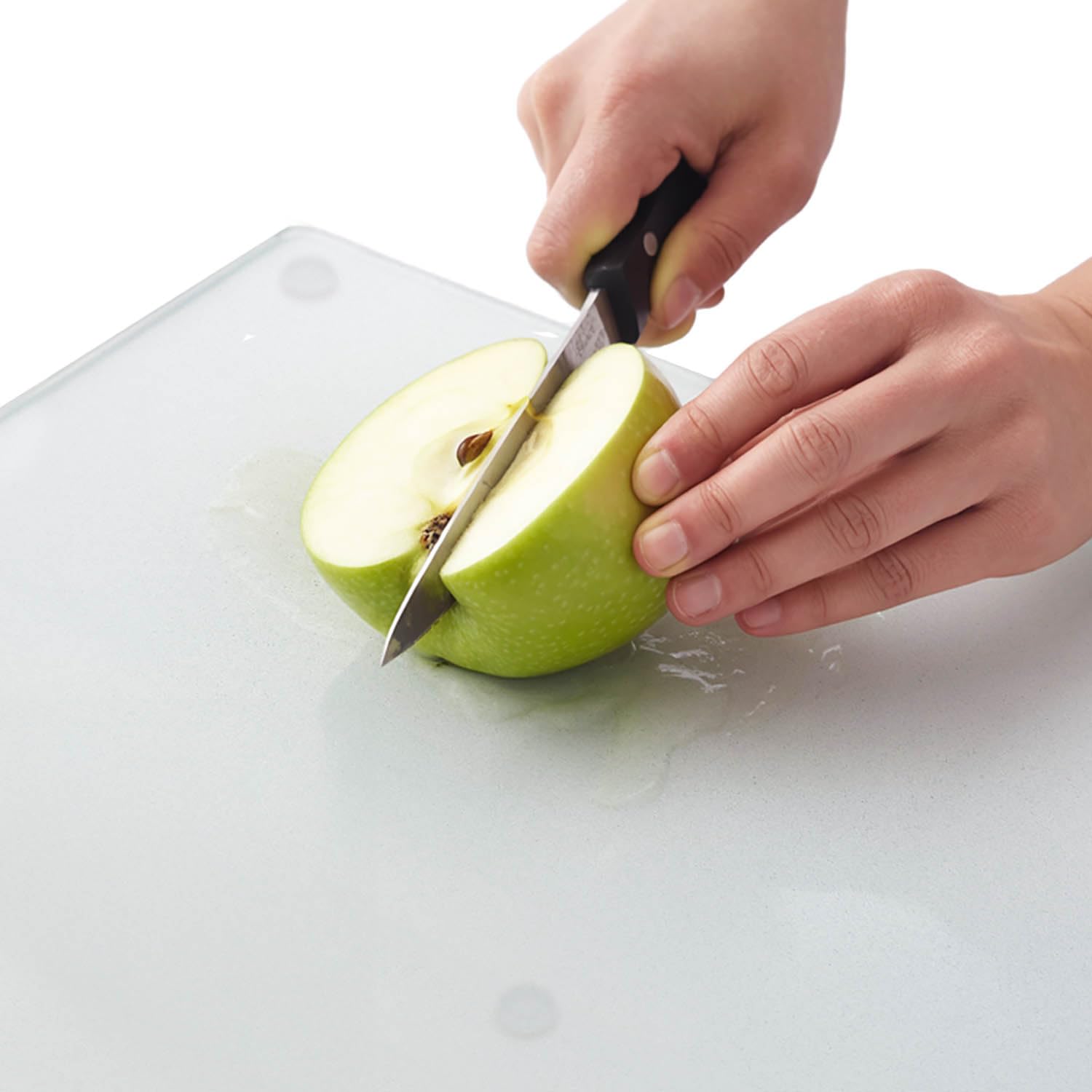 Planche à Découper en Verre Satiné 60x52 cm Facile à Nettoyer Effet Mat pour la Cuisine Rectangulaire avec Pieds Antidérapants Hygiénique Durable Protection des Surfaces