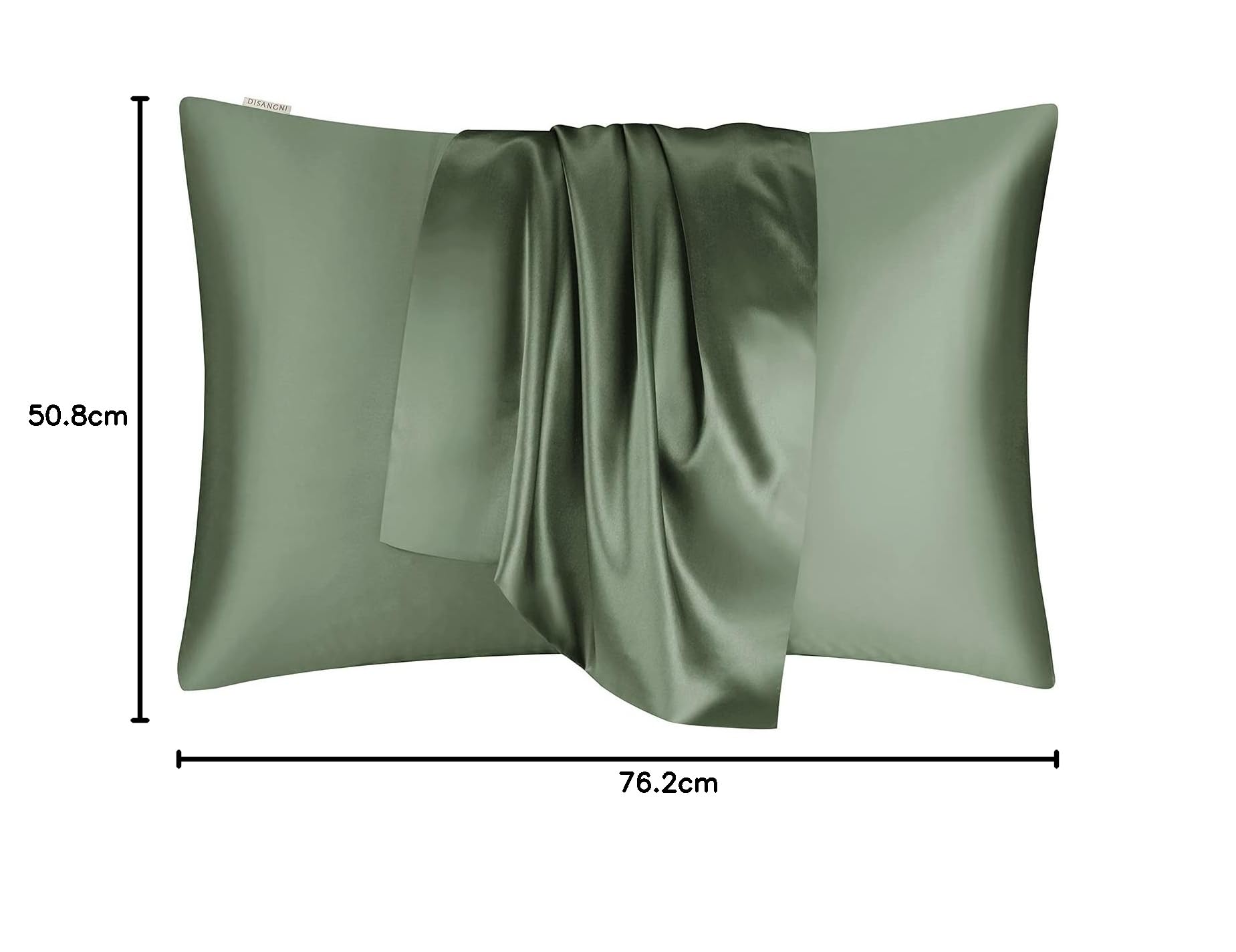 DISANGNI Funda de Almohada de Seda de Morera 100% Natural para Cabello y Piel, con Cremallera Oculta, 22 Momme en Ambos Lados (1 Unidad, 50 x 75 cm, Verde)