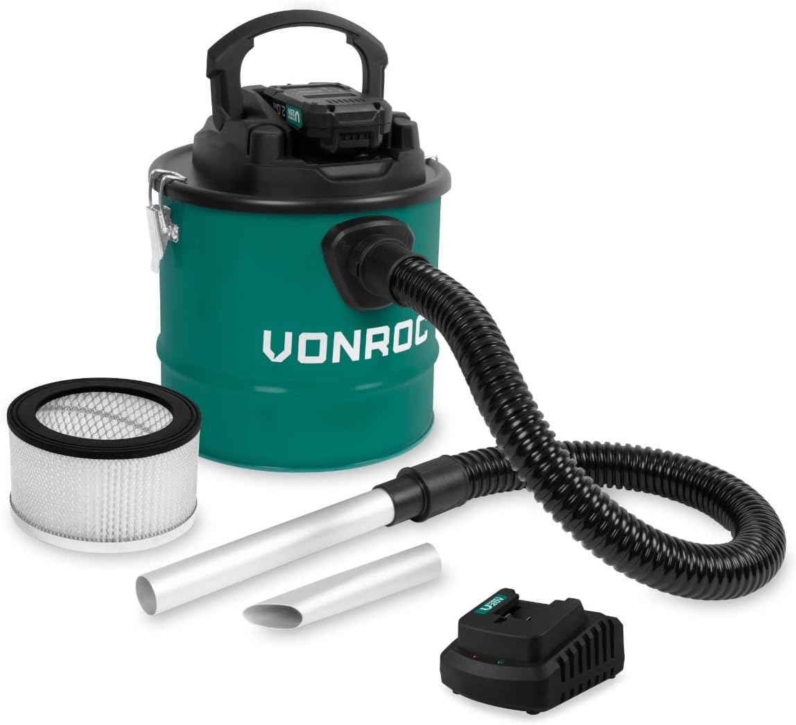 VONROC Cordless Ash Vacuum Cleaner VPower 20V 12L Tank HEPA Filter