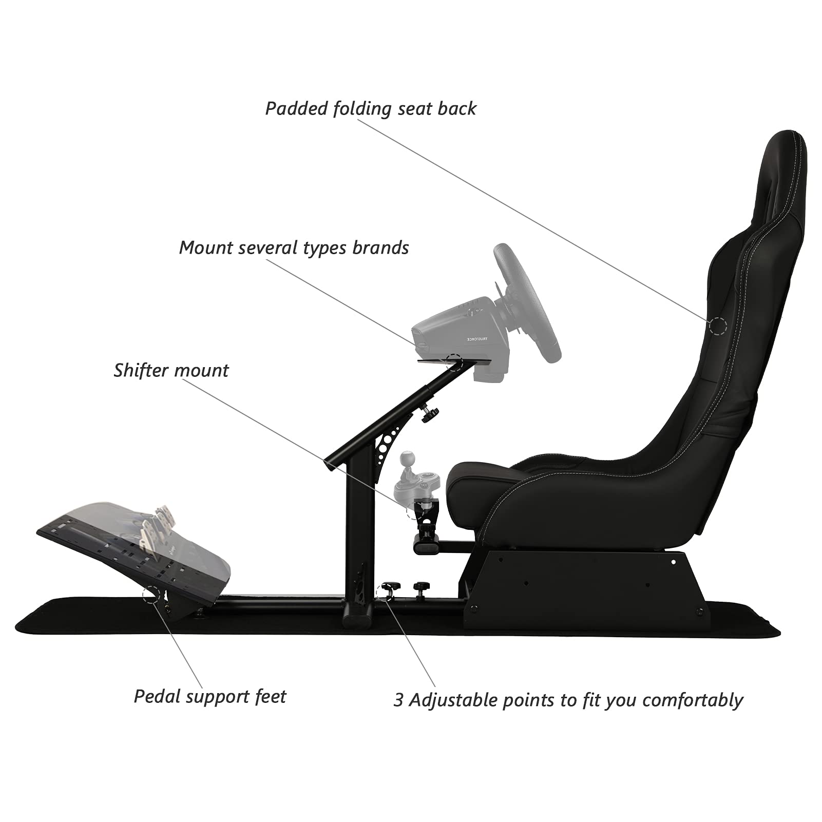 Universal Cockpit Driving Seat Consoles Folding Racing Seat Gaming