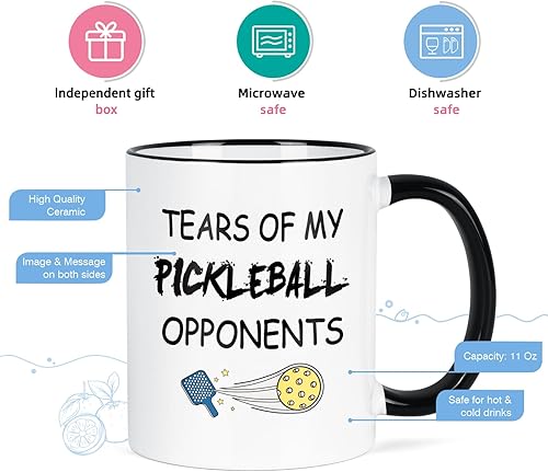 Miniatura 6 de YHRJWN Regalos de pickleball para mujeres y hombres, taza de oponentes de lágrimas de pickleball, regalo de jugador de pickleball, taza de café de