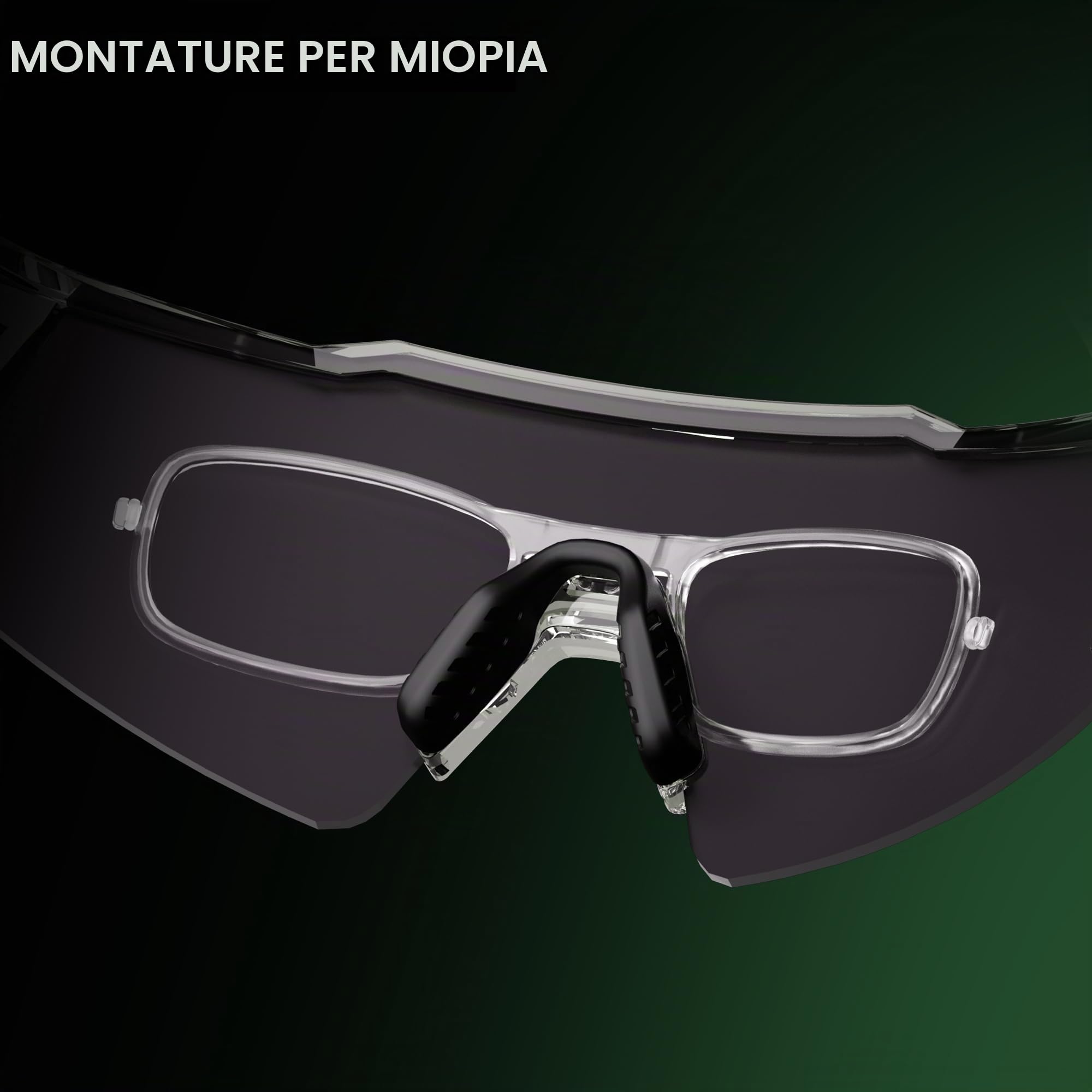 KAPVOE Occhiali da ciclismo fotocromatici UV400 uomo donna TR90 K9023 | Tecnologia fotocromatica full frame, Protezione UV400, Struttura TR90 e supporto interno integrato