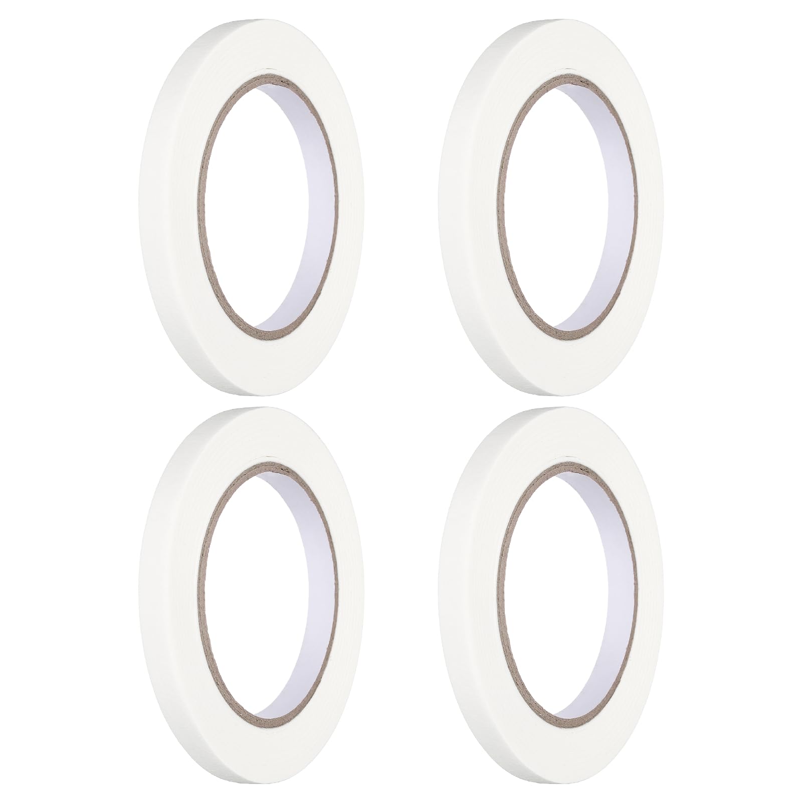 sourcing map 4pcs 12mm x 50 m Colored Masking Tape Universal Crepe Paper Colorful Masking Painter Tape for Art Drawing DIY Handcraft Labeling Sealing, White