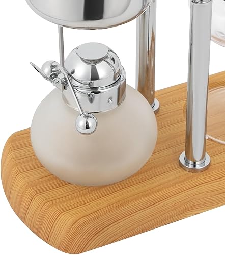 Miniatura 5 de Bélgica Family Balance Syphon Cafetera de sifón belga Sifón único Gravity Vintage Cafetera sistema de preparación de acuum con mango en T (plata)