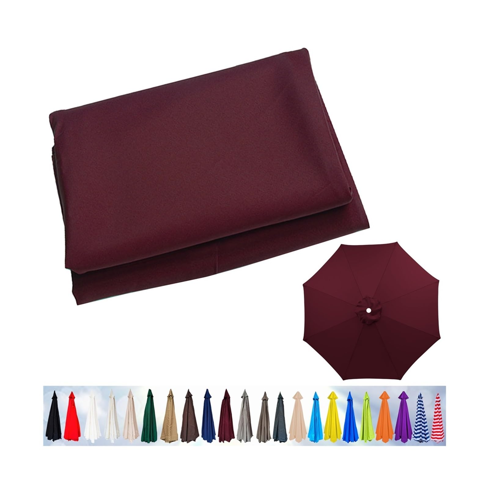 Replacement Parasol Canopy, Garden Umbrella Cover 6/8 Arms, Patio Replacement Cover for 2m/2.3m/2.5m/2.7m/2.8m/3m/3.5m(Wine Red,8ribs:300cm) — image 1