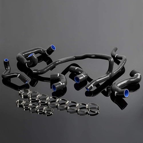 PIT66 Kit de manguera de refrigerante de radiador de silicona, compatible con BMW E30 M20 325 325I 6CY 1988-1993, negro con abrazaderas