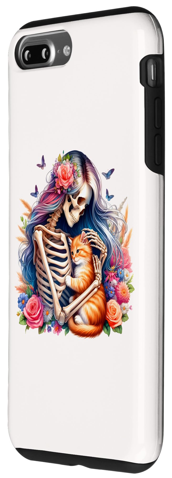 iPhone 7 Plus/8 Plus Female Skeleton And Cute Kitten Cat Lovers Halloween Vintage Case - Image 2