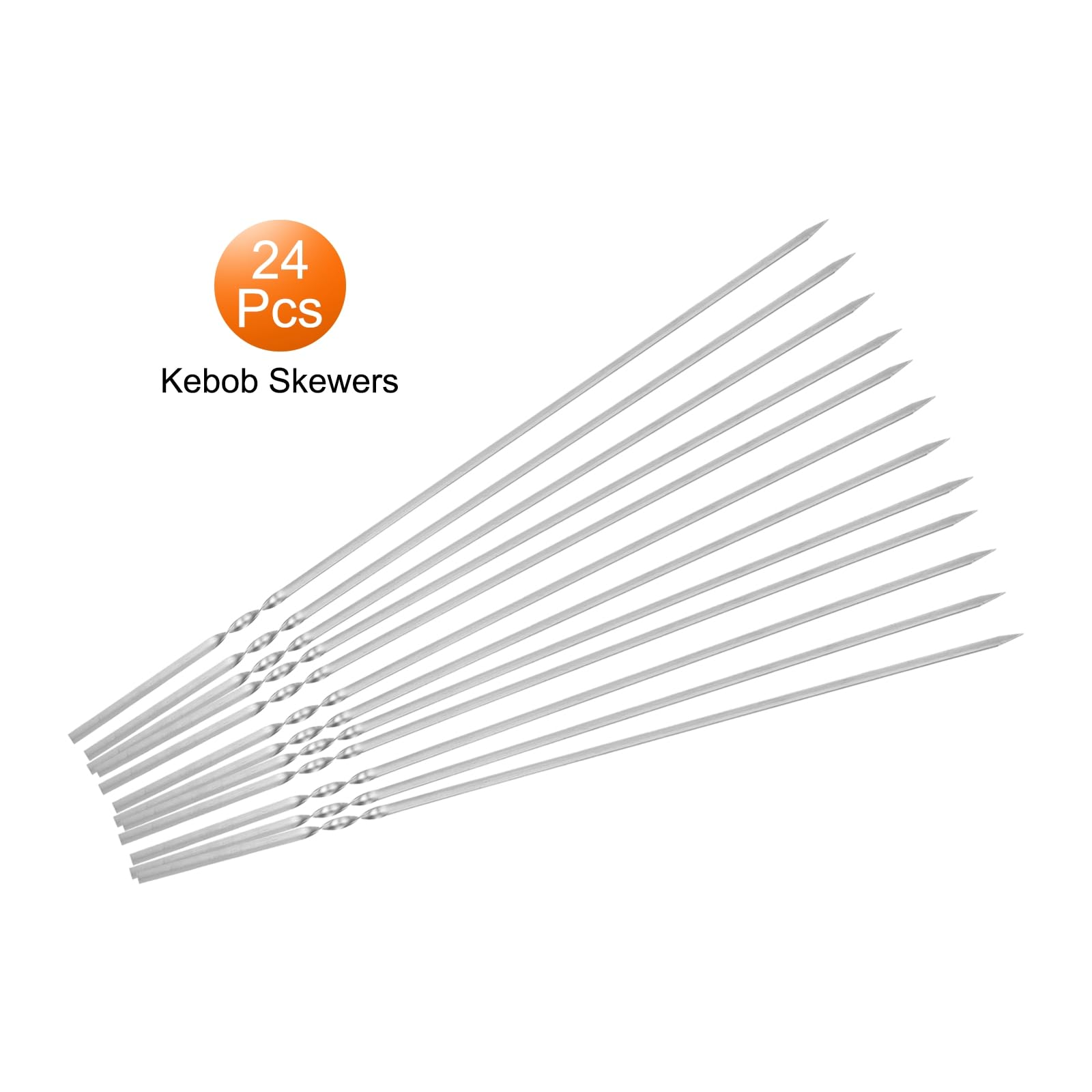 QUARKZMAN 24Pz Spiedini Acciaio 45cm x 5mm x 1.4mm Spiedo per Barbecue Metallo Piatti Acciaio Inox Riutilizzabili Grigliate Arrosticini Aperto Tubo Conservare per Carne Frutta Verdura