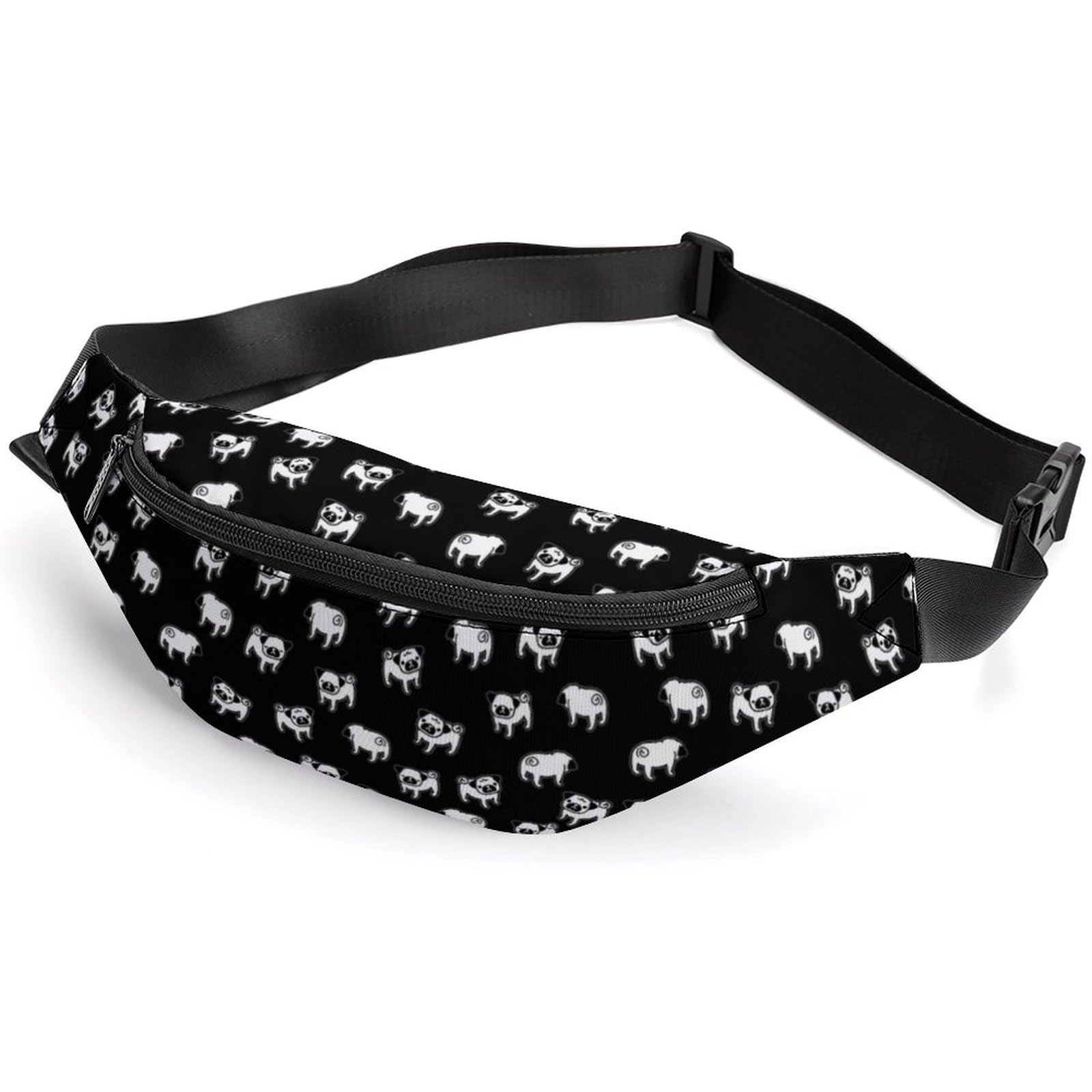 Lyfthologen Waist Bag, Pug Dog Bumbag, Adjustable Fanny Pack for Running Walking Hiking