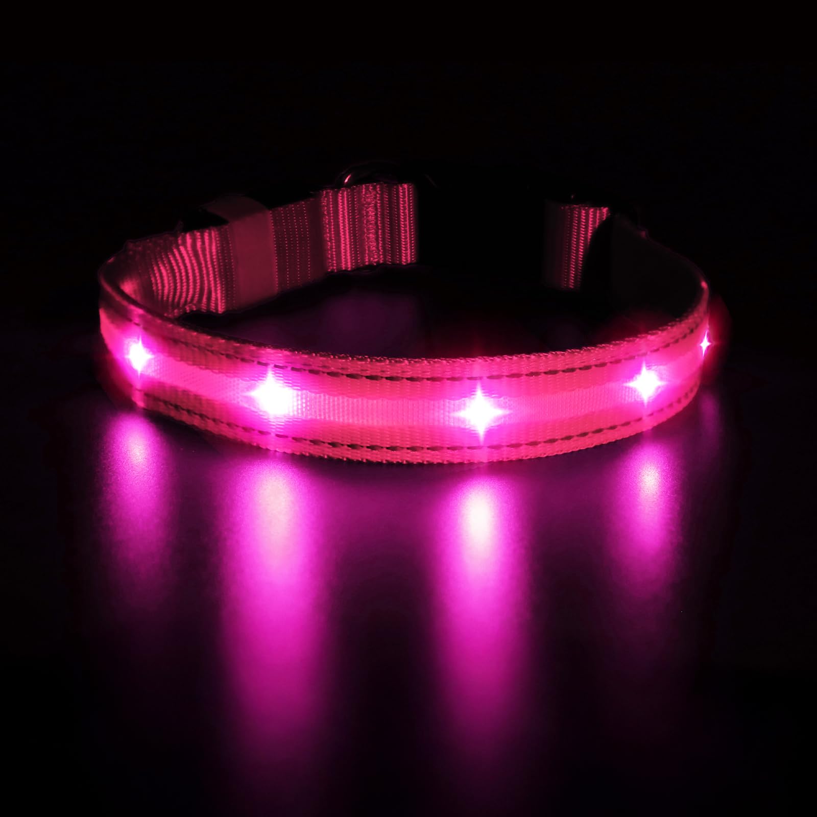 MASBRILL Light Dog Collar, Luminous Rechargeable Dog Collar, LED Collar for Small/Medium/Large Dogs, Adjustable Waterproof with 3 Lighting Modes for Night Walks โ image 1