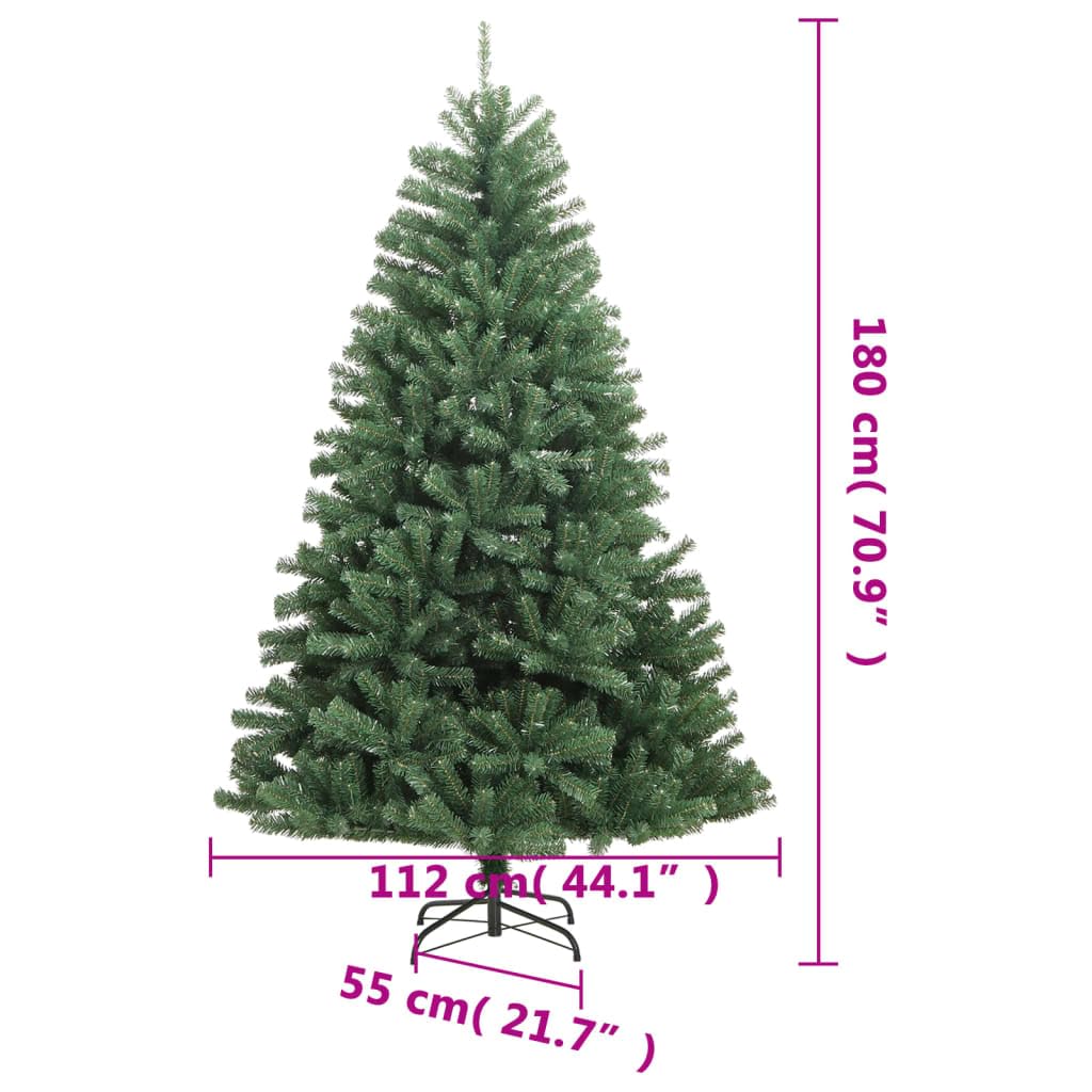 Árbol de Navidad artificial plegable verde 180 cm con soporte de metal estable, 1353 puntas de PVC, ideal para salón, balcón, terraza, decoración de Adviento y Navidad festiva