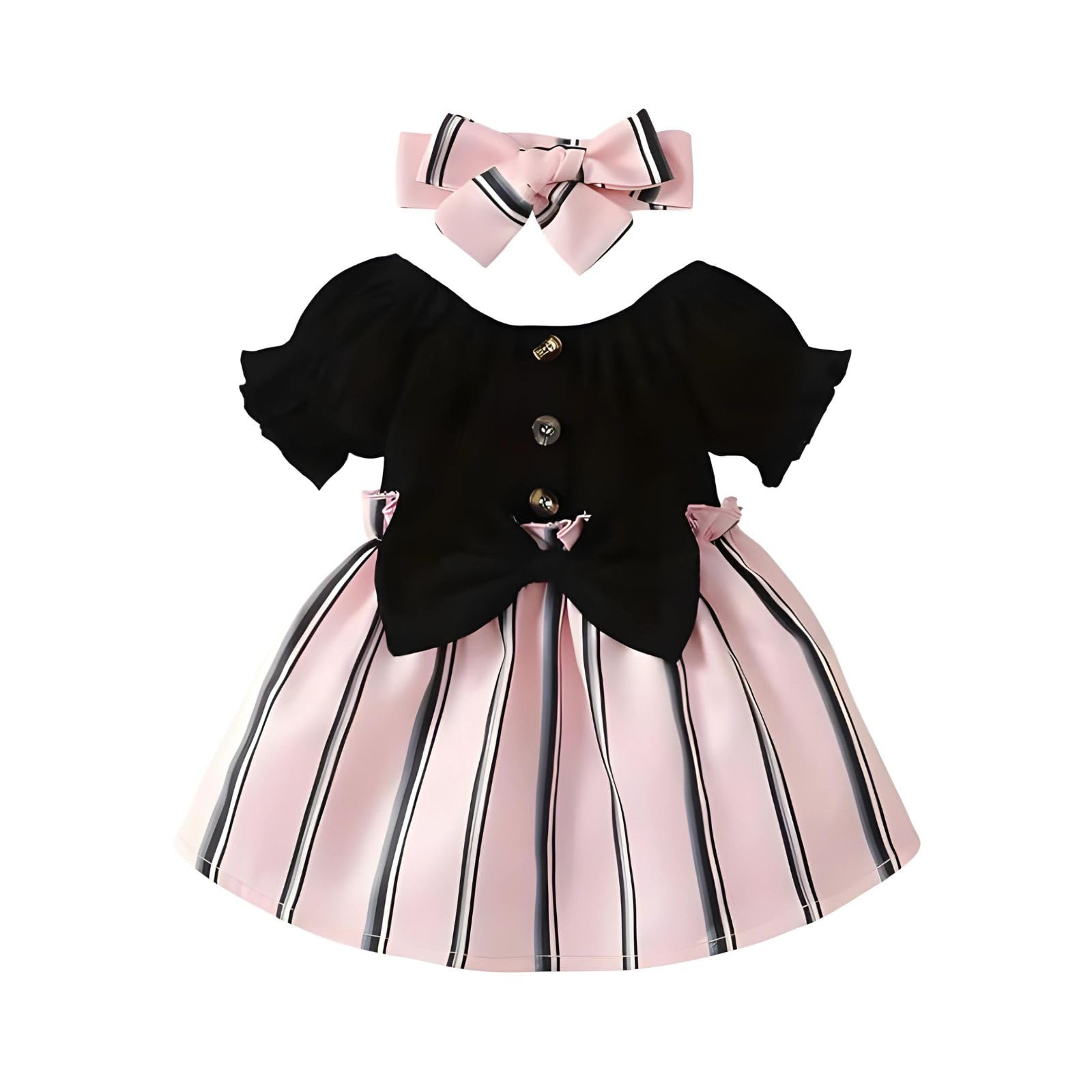 Mustang Lining Printed Kitkat Top Baby Frock for Baby Girls-image-45