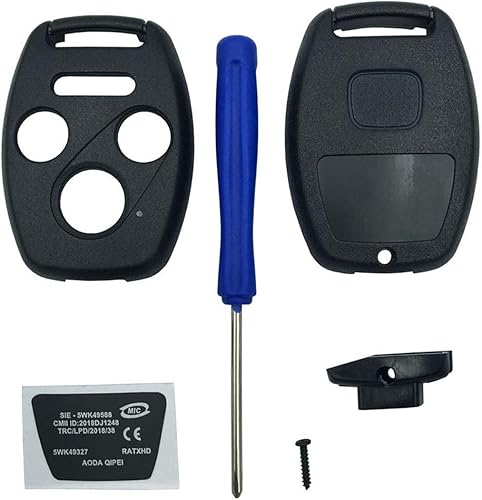 Miniatura 7 de Funda para llavero Honda CR-V Odyssey Accord Crosstour Civic CR-Z, repuesto sin llave con destornillador (2+1 botón, 2 piezas)