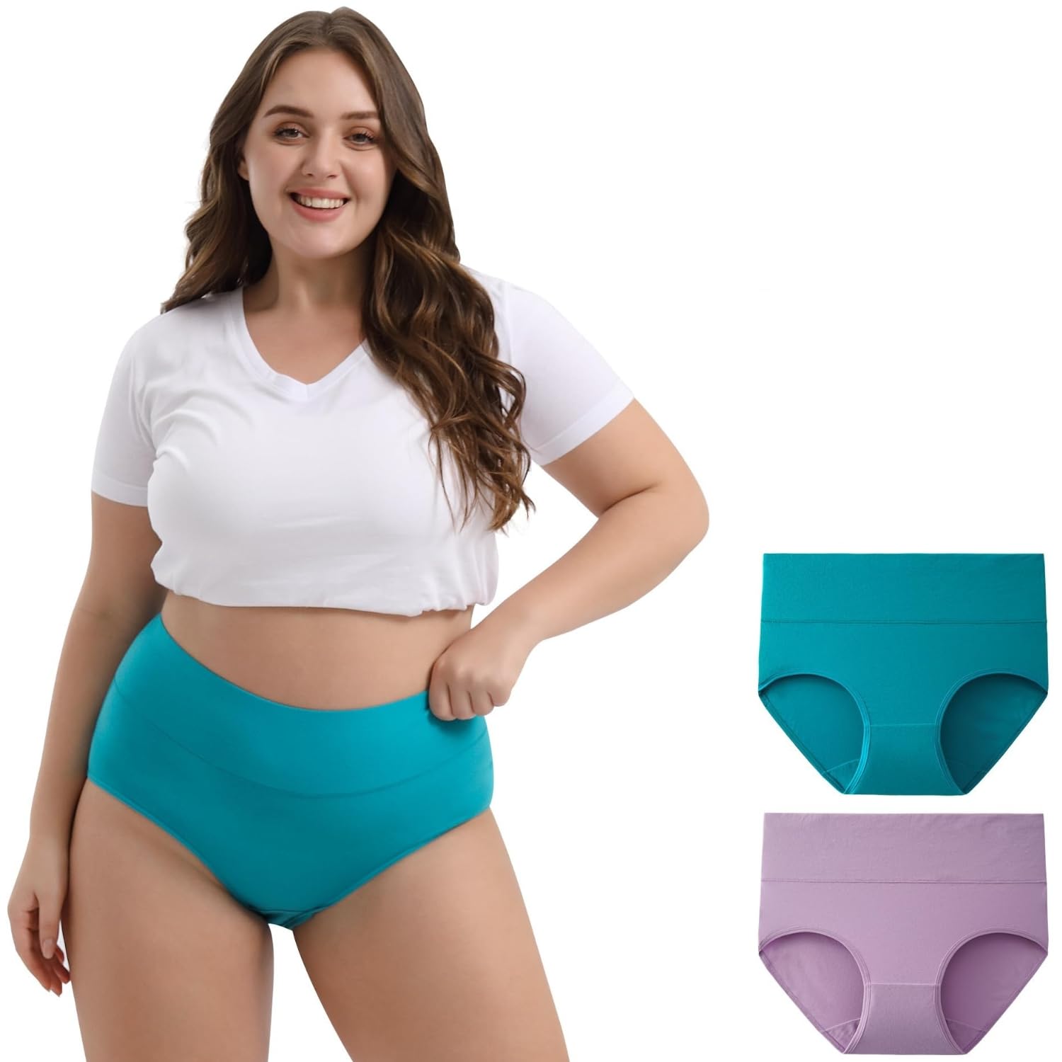 fashiol Cotton Muffin Top Control Underwear Hipster Panty for Women Full Coverage Briefs Tummy High Waist Panties, Multicolor. Size (28 to 44). Pack of 2-picture-21