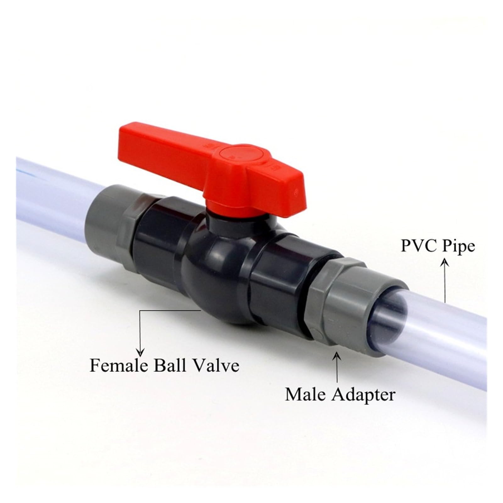 Connettore per tubo valvola a sfera, valvola a sfera, 1 pezzo, 1,3 cm ~ 5,1 cm, in PVC (femmina da 3 cm)