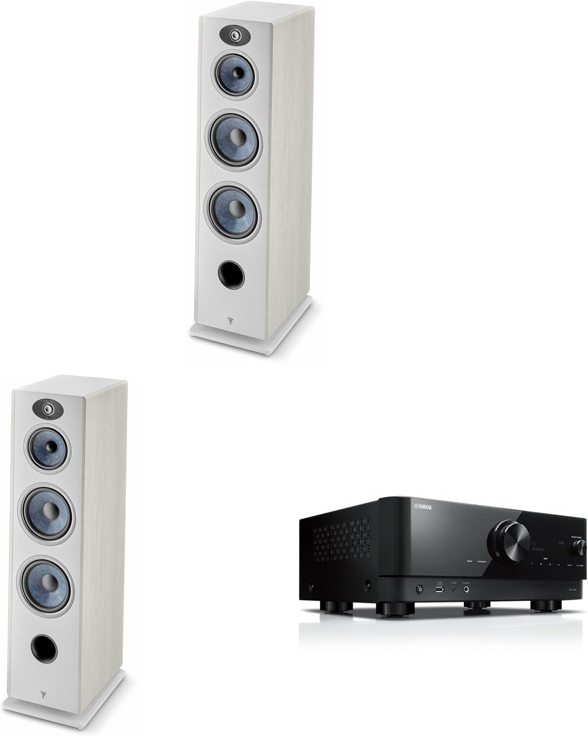 Focal Vestia No4 Light Wood Floorstanding Speakers (2X FVESTIAN4LW) with RX-V4ABL Receiver Bundle
