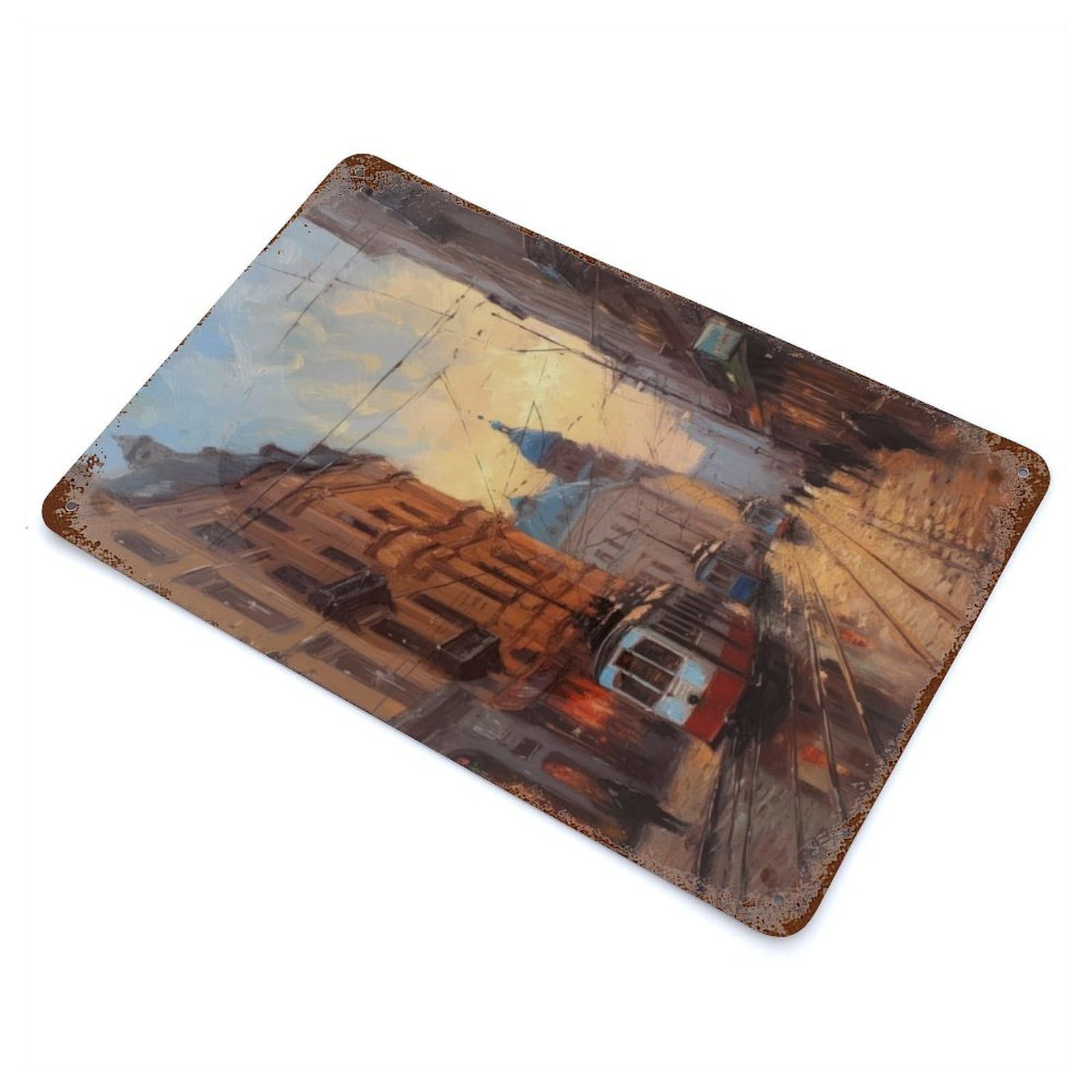 Vibrant Streets of Madrid Retro Metal Sign 11.8"x7.9", Vintage Wall Decor for Garage, Pub Or Kitchen