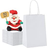 Vista 30 de METRONIC Paquete de 200 bolsas de papel blanco de 5.25 x 3.75 x 8 pulgadas, bolsa de regalo pequeña de papel kraft con asas recicladas para fiestas
