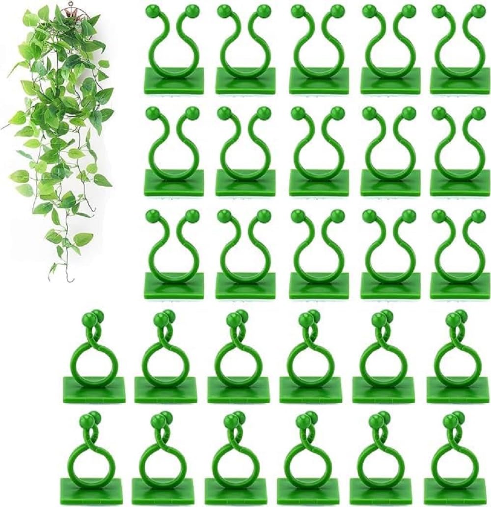 Plant Support Clips for Climbing Plants, Self Adhesive Wall Plant Clips for Indoor & Outdoor Vines, Cable Organizer & Plant Holder for Money Plant, Creepers and Ivy, Green-image-45