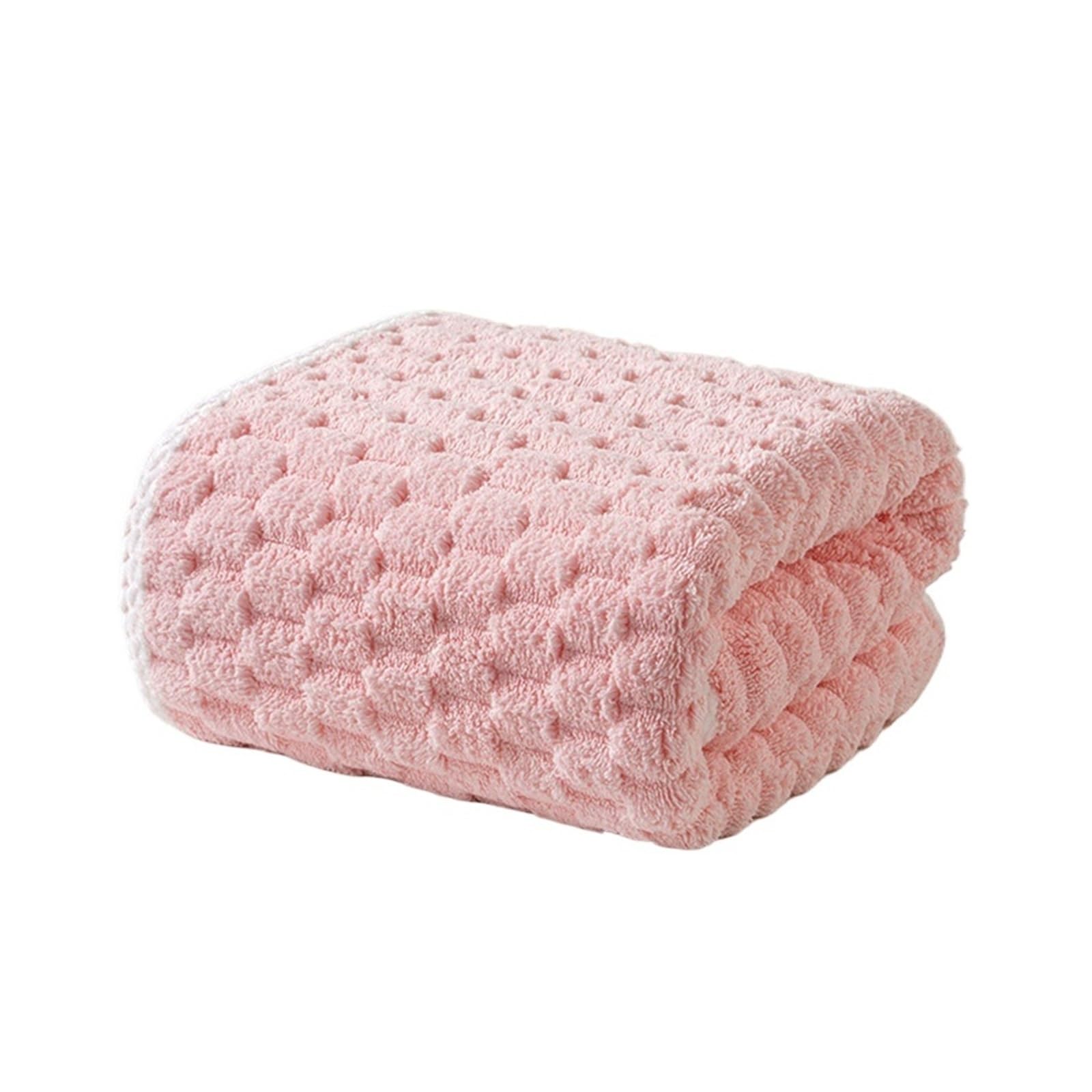 GMEqfhpOPS 1pc Coral Fleece Cloud Grid Bath Towel, 90 * 180cm/70 * 140cm towel, Absorbent and Soft, Plain Color Bath Towel Towels Bath(Pink90x180cm)