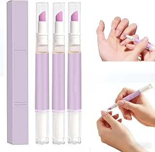 Cuticle Oil Pusher Pen – 2-in-1 Nail Care Pen Moisturizes, Exfoliates & Strengthens Nails，Portable Cuticle Remover for Dry Edges, Brittle Nails & Hangnails (3 pcs)