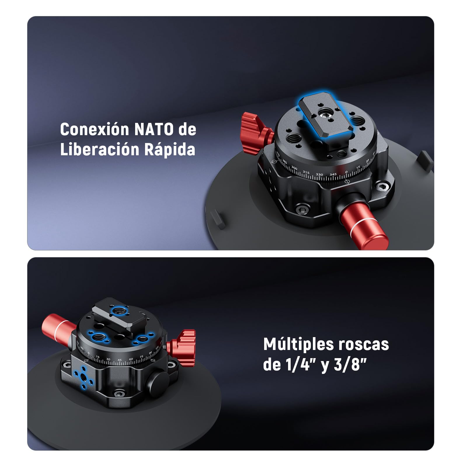 NEEWER Soporte Hidráulico con Ventosa para Coche, riel OTAN con Cierre rápido, Base giratoria de 360°, Compatible con GoPro Dji Osmo Pocket 3 Insta360 X5 X4 X3 cámara de acción 500 g máx. Carga GA022