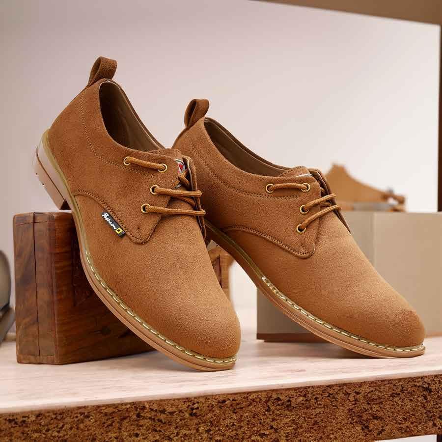 Image of WUGATTI Men's Suede Leather Lace-Up Casual Shoes Oxfords Walking, Office Comfortable and Classy Sneakers with Extra Comfort