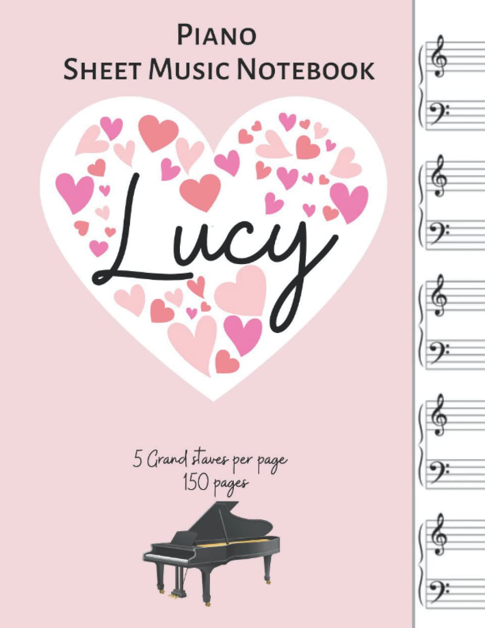 Cahier de musique Lucy personnalisé pour offrir à une fille passionnée de piano