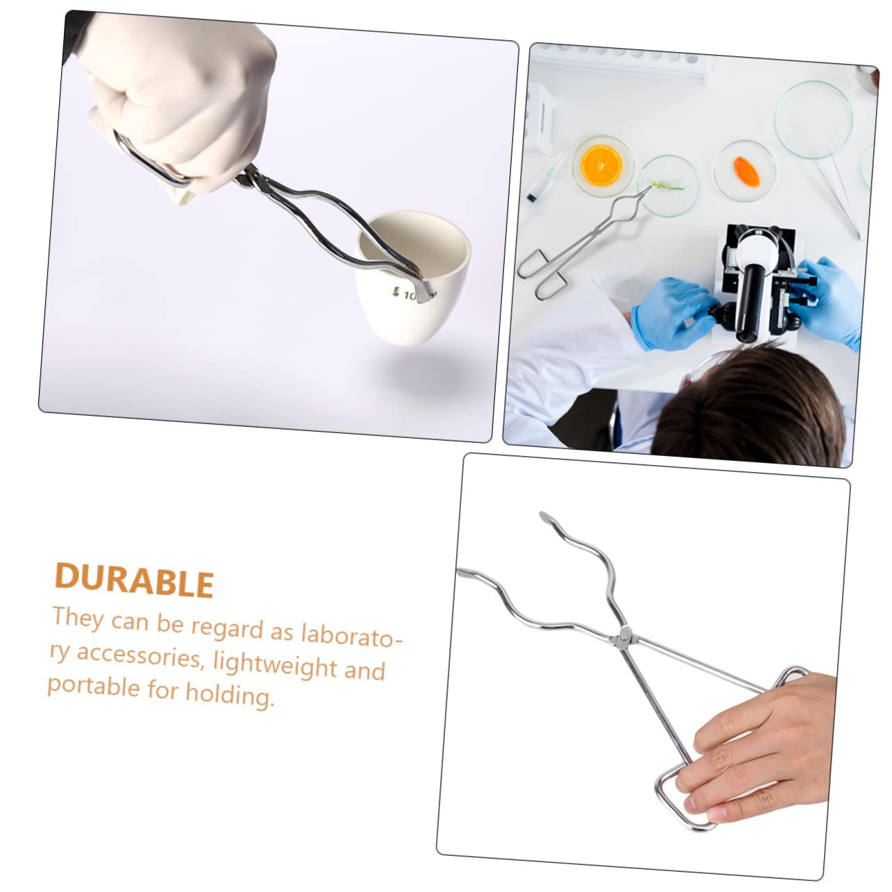 STOBAZA Chemical Lab Crucible Clamp 4pcs Stainless Steel Beaker Tong Comfortable to Hold for School/workplace