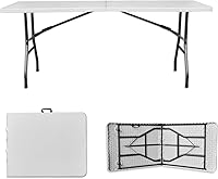Vista 9 de Mesa plegable redonda de 48 pulgadas, mesa redonda portátil de HDPE resistente de 4 pies, mesa de comedor plegable de plástico para interiores
