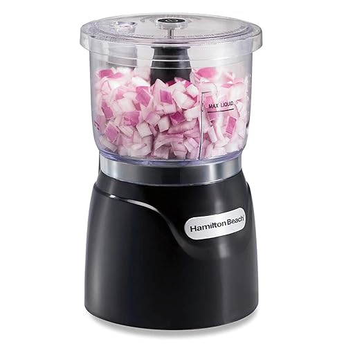 Hamilton Beach Electric Vegetable Chopper & Mini Food Processor, 3-Cup, 350 Watts, for Dicing, Mincing, and Puree, Black (72850G) - Processor